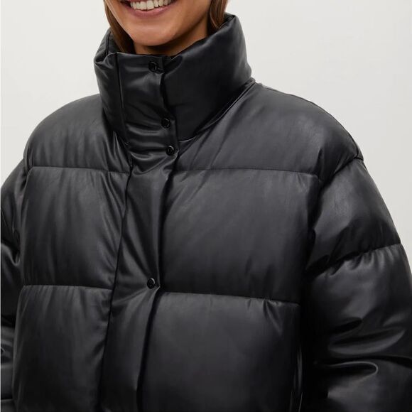 Mango Faux Leather Puffer Jacket Coat New - Picture 11 of 12